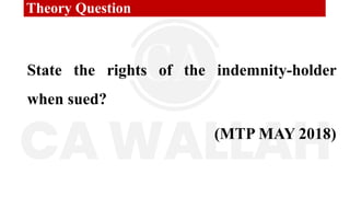 Theory Question
State the rights of the indemnity-holder
when sued?
(MTP MAY 2018)
 