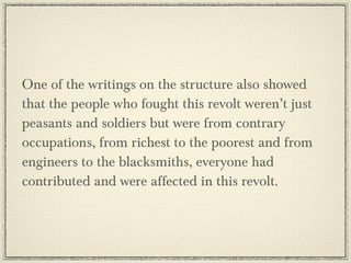 History
S. no.

Topics in History

1)

Causes

2)

Important Leaders

3)

Course

4)

Suppression

5)

Weaknesses

6)

Result

 