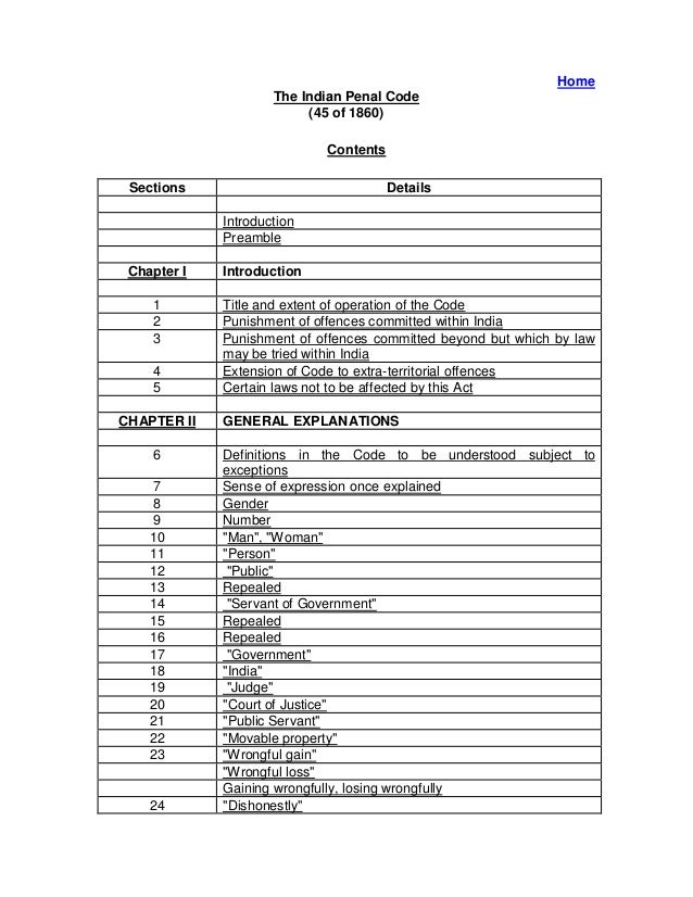 Ipc sections of india