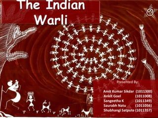 The Indian Warli Presented By: Amit Kumar Sikdar	 (1011300) Ankit Goel 	(1011008) Sangeetha K 	(1011349) Saurabh Natu 	(1011056) Shubhangi Satpute (1011357) 