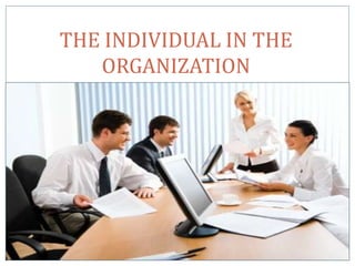 THE INDIVIDUAL IN THE
   ORGANIZATION
 
