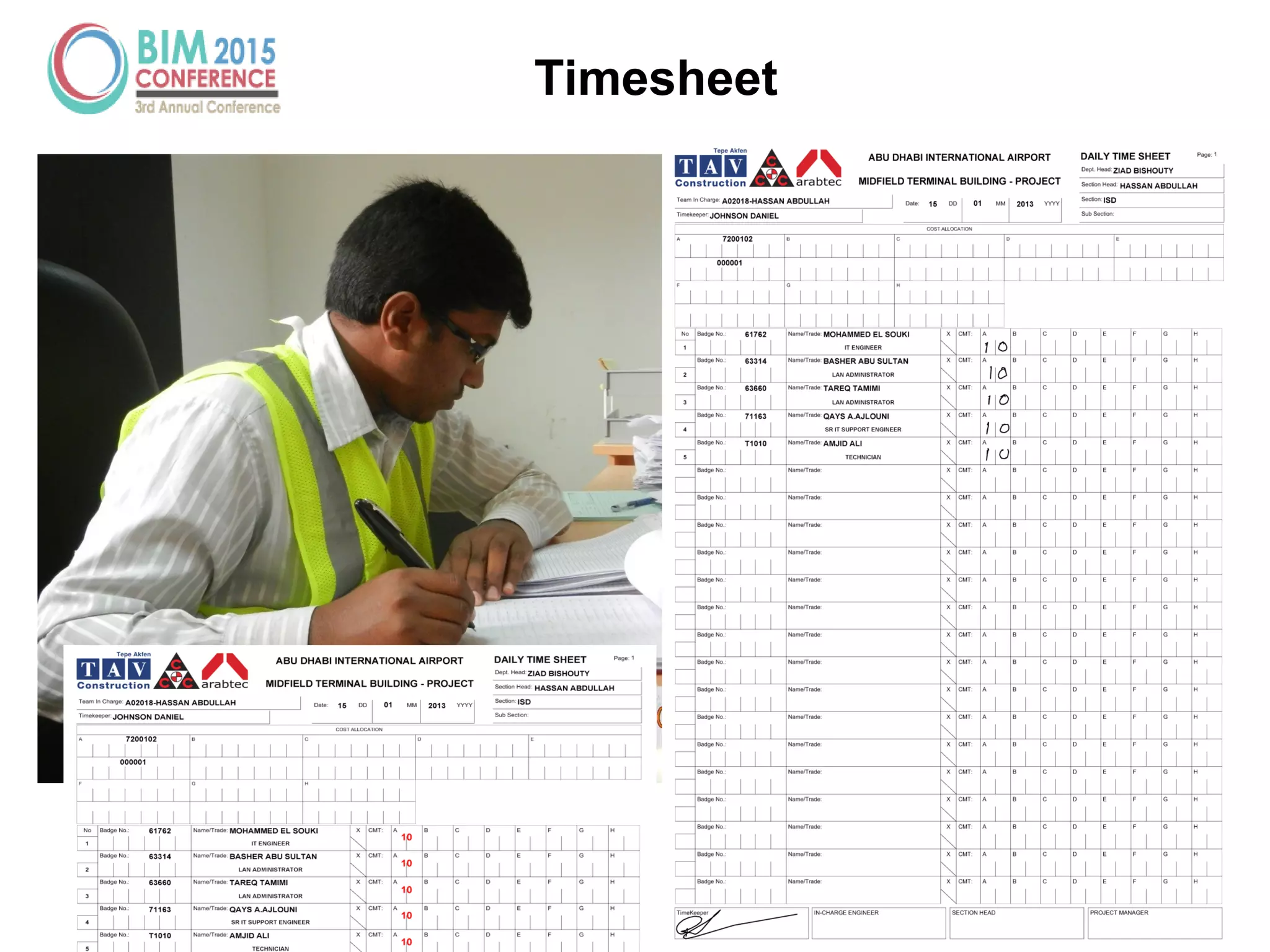 Tuesday, March 10, 2015 67
Timesheet
 