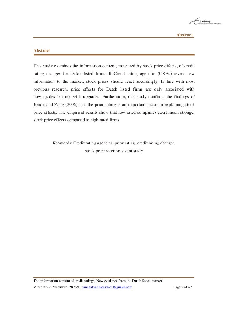 Dissertation credit rating agencies