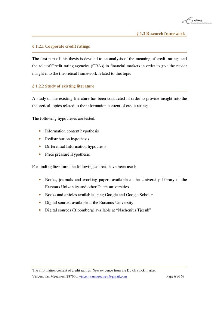 Dissertation credit rating agencies