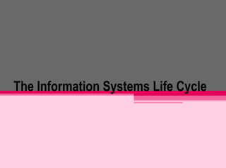 The Information Systems Life Cycle

 