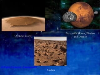 Olympus Mons Mars with Moons, Phobos and Deimos Surface 