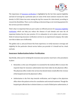 The ins and outs of insurance verification and authorization | PDF