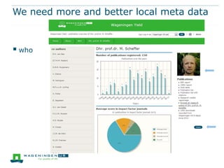 We need more and better local meta data
 who
 