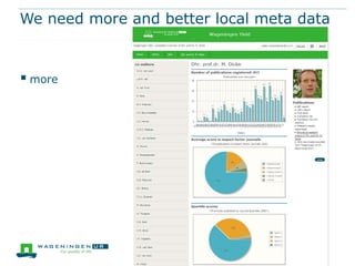 We need more and better local meta data
 more
 