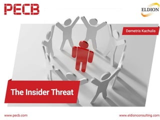 The Insider Threat
Presented by Demetris Kachulis
CISSP,CISA,MPM,MBA,M.Sc
dkachulis@eldionconsulting.com
 