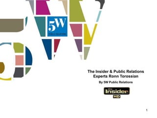 The Insider & Public Relations
  Experts Ronn Torossian
     By 5W Public Relations




                                 1
 