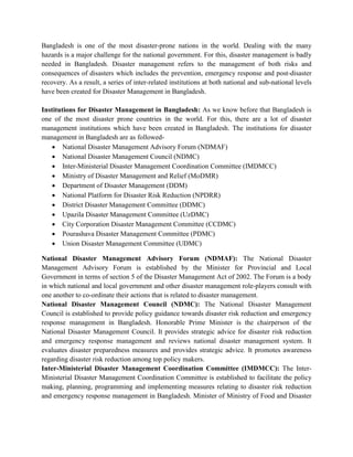 The institutions for disaster management in bangladesh | PDF