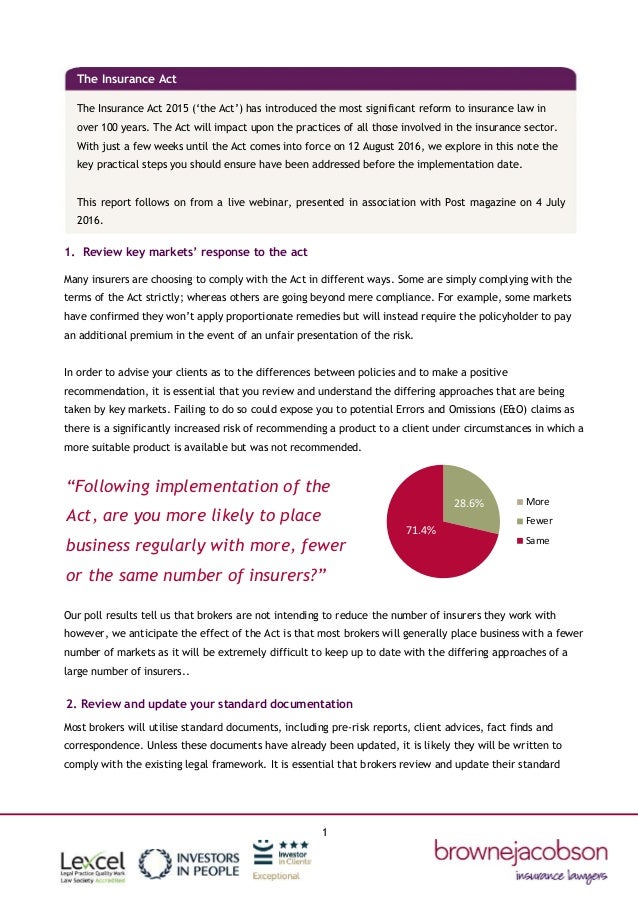 The Insurance Act 2015  brokers guide