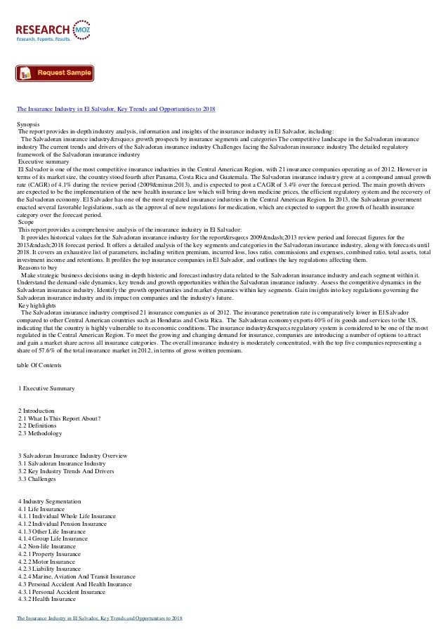 Latest Report on The Insurance Industry in El Salvador