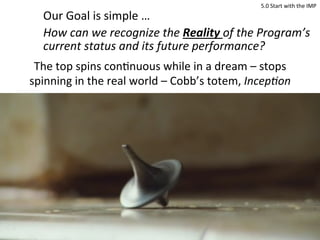 Our	
  Goal	
  is	
  simple	
  …	
  	
  
How	
  can	
  we	
  recognize	
  the	
  Reality	
  of	
  the	
  Program’s	
  
cur...