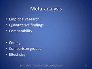 Meta-analysis<br /><ul><li>Empirical research