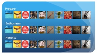 Prepare
Enthusiasm
Honesty
 