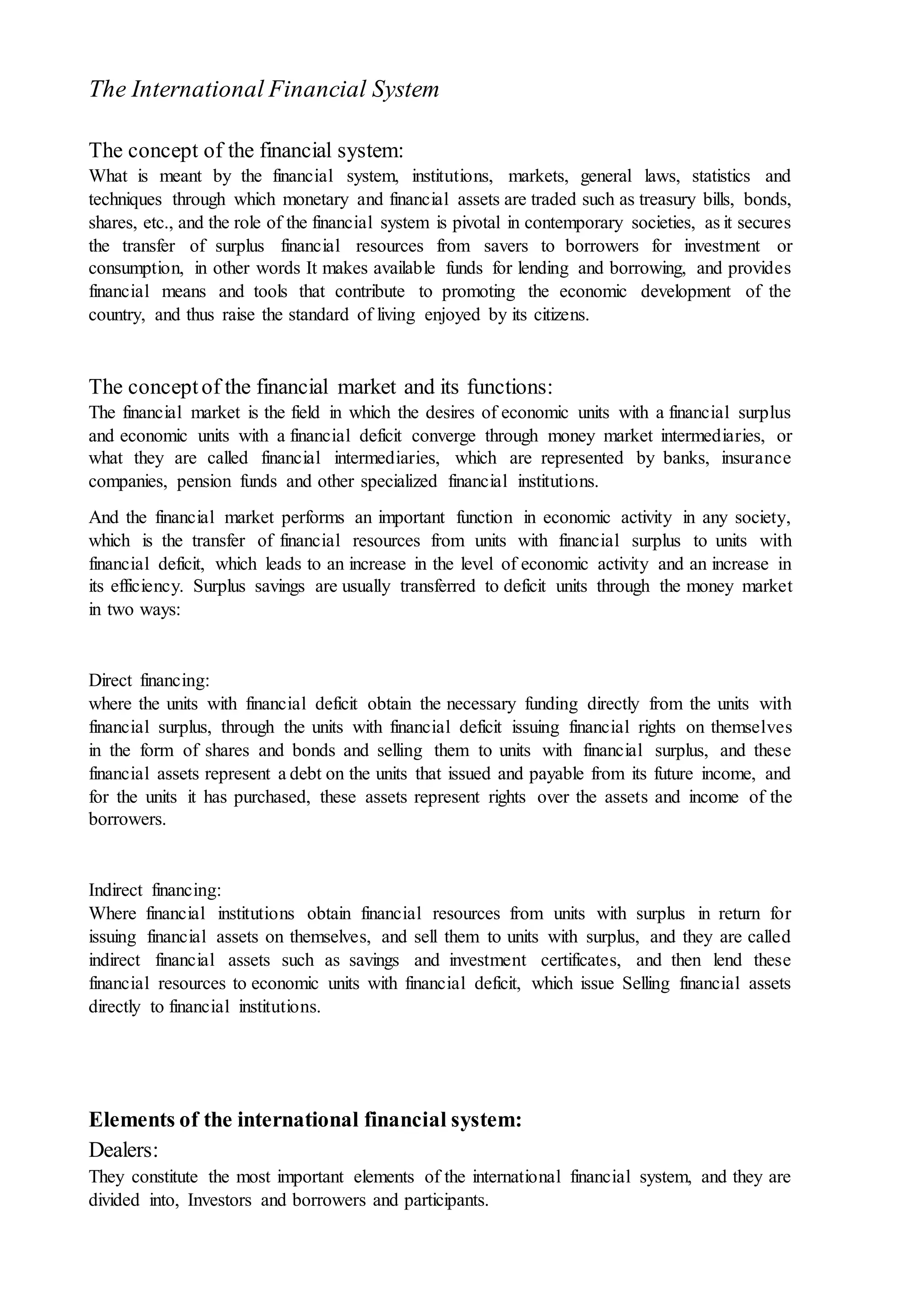 The international financial system | DOCX
