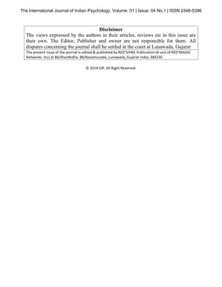 The international journal of indian psychology, volume 1 issue-4 no. 1 ...