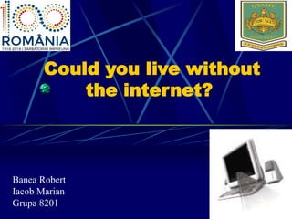 Could you live without
the internet?
Banea Robert
Iacob Marian
Grupa 8201
 
