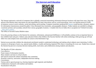 The Internet And Education | PPT