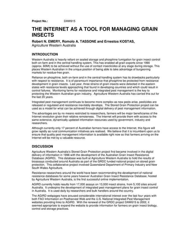 Internet Insects The Internet as a Tool for Managing Grain Insects | PDF