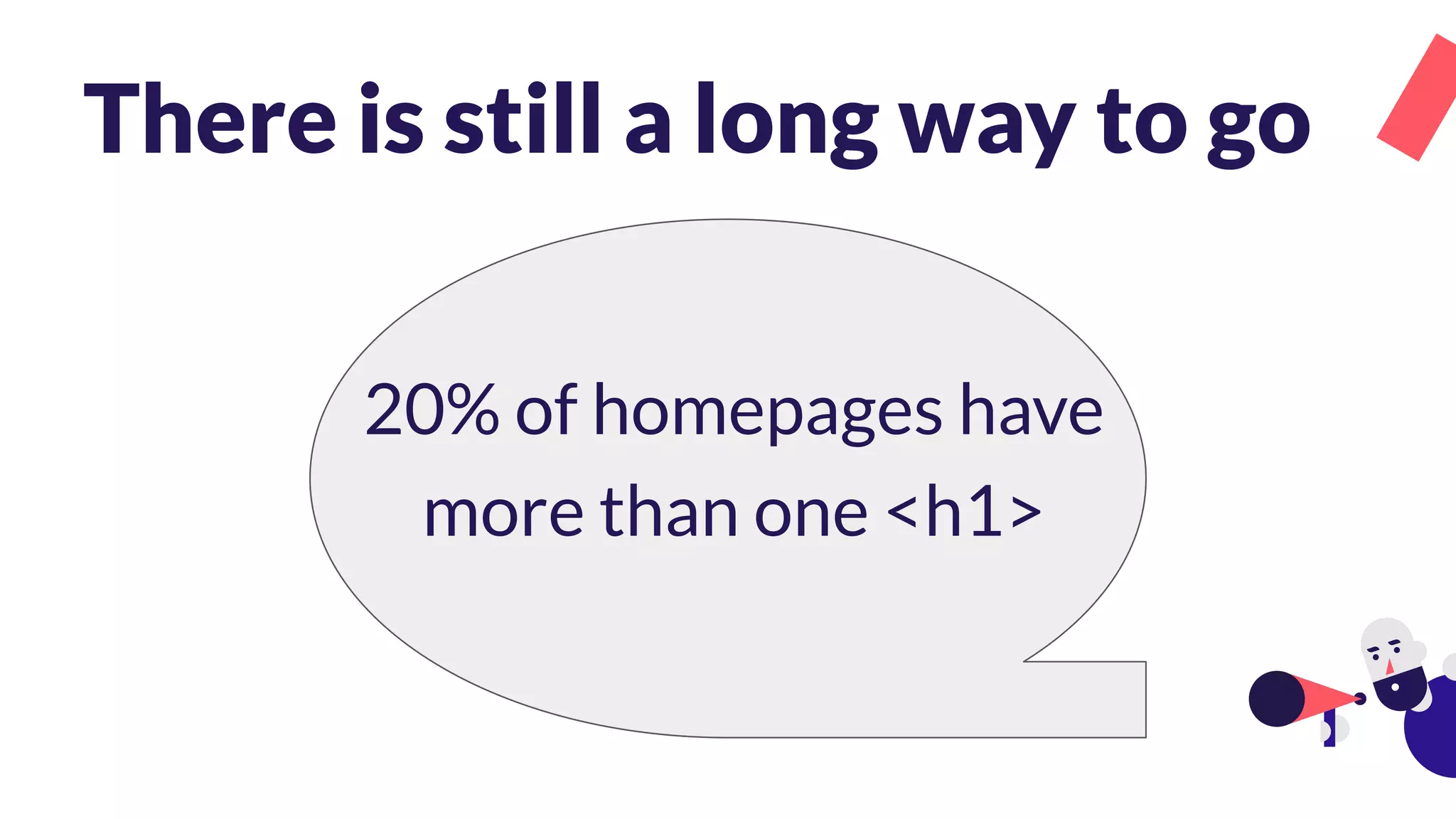There is still a long way to go
20% of homepages have
more than one <h1>
 
