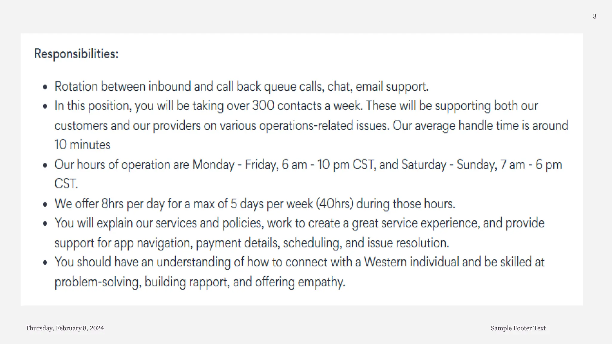 Thursday, February 8, 2024 Sample Footer Text
3
 