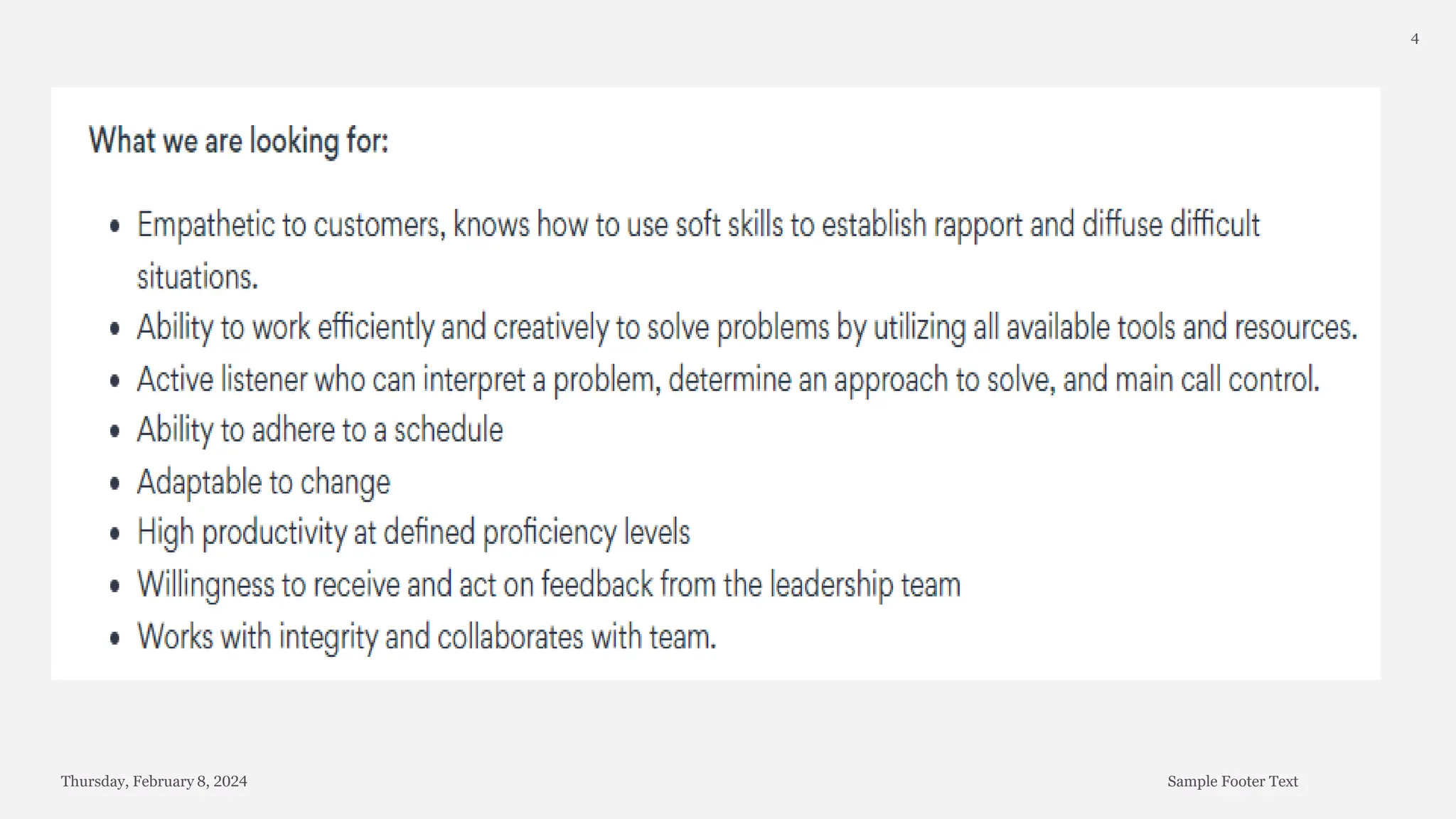 Thursday, February 8, 2024 Sample Footer Text
4
 