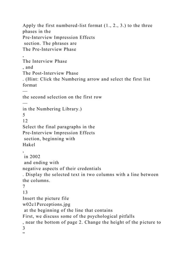 The Interview ProcessProject Description In The Following Pro docx