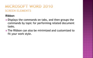 Ribbon Computer Term The introduction to microsoft office and programming languages | PPTX