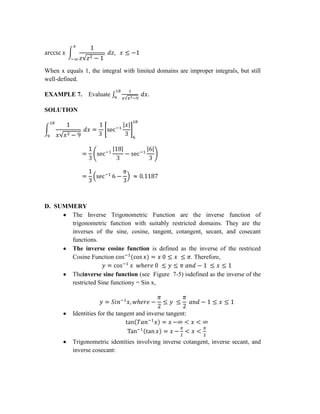 The inverse trigonometric functions | DOCX