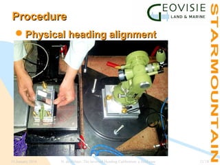 Procedure
Physical heading alignment

15 January 2014

N. de Hilster, The Inverted Heading Calibration: a field case

11/18

 