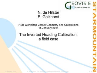 N. de Hilster
E. Gaikhorst
HSB Workshop Vessel Geometry and Calibrations
15 January 2014

The Inverted Heading Calibration:
a field case

15 January 2014

N. de Hilster, The Inverted Heading Calibration: a field case

1/18

 