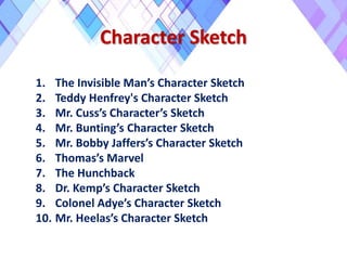All character sketch of novel invisible man  English  Character Sketches   10365357  Meritnationcom