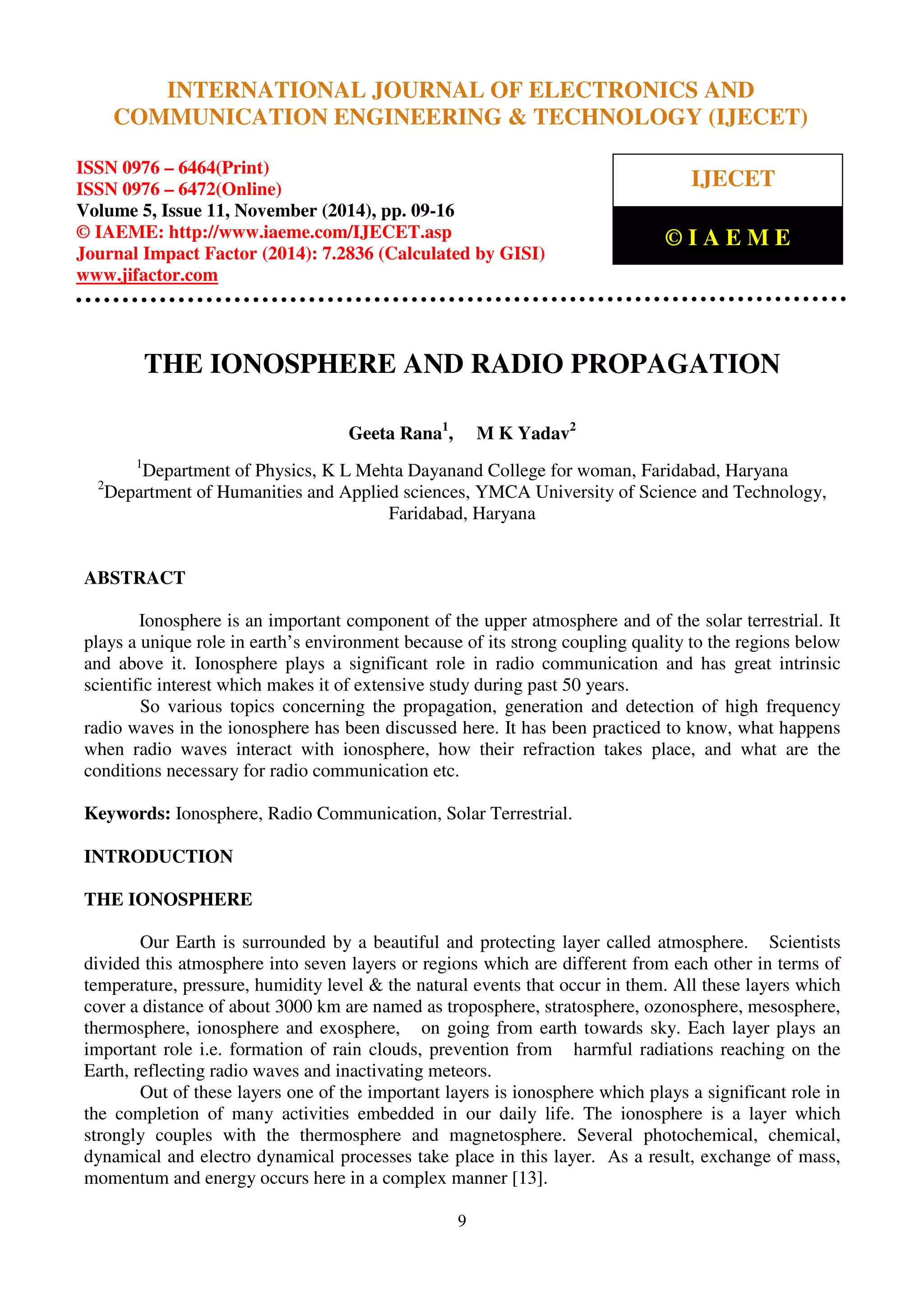 The ionosphere and radio propagation | PDF