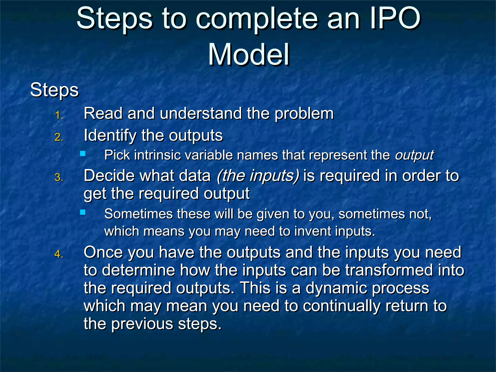The IPO Model of Evaluation (Input-Process-Output) | PPT