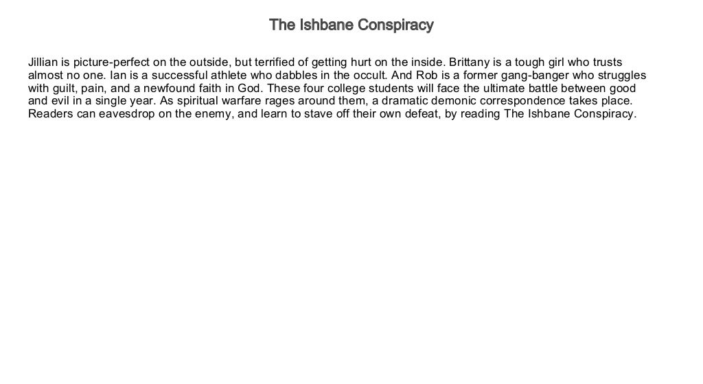 The Ishbane Conspiracy by Angela Alcorn