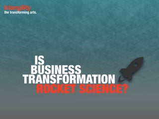 BUSINESS
IS
the transforming arts.
triangility
TRANSFORMATION
ROCKET SCIENCE?
 