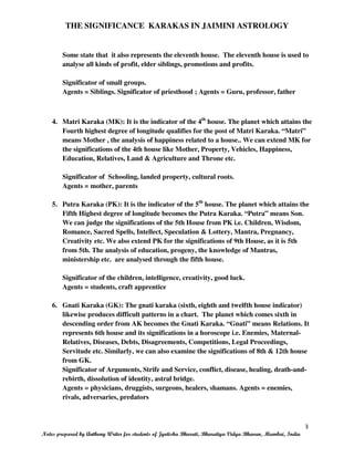 THE SIGNIFICANCE OF KARAKAS IN JAIMINI ASTROLOGY