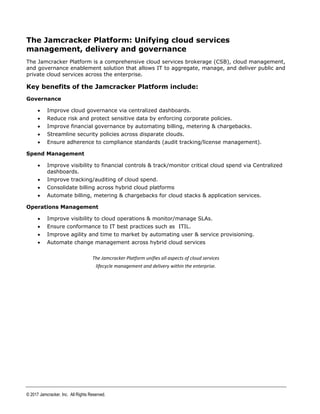 The Jamcracker Platform - Cloud Services Governance and Management for ...