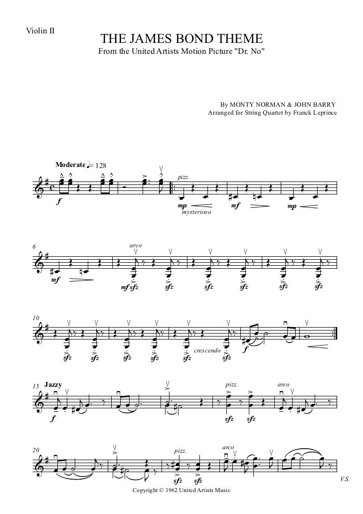 the james bond theme violin 2 james bond theme sheet music