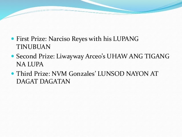 lupang tinubuan by narciso reyes Essays - largest database of quality sample essays and research papers on lupang tinubuan by narciso reyes. lupang tinubuan by narciso reyes Essays - largest database of quality sample essays and research papers on lupang tinubuan by narciso reyes.