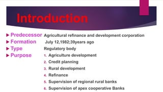 Rural Development Bank Roles National Bank for Agriculture and Rural Development - Role, Functions ...