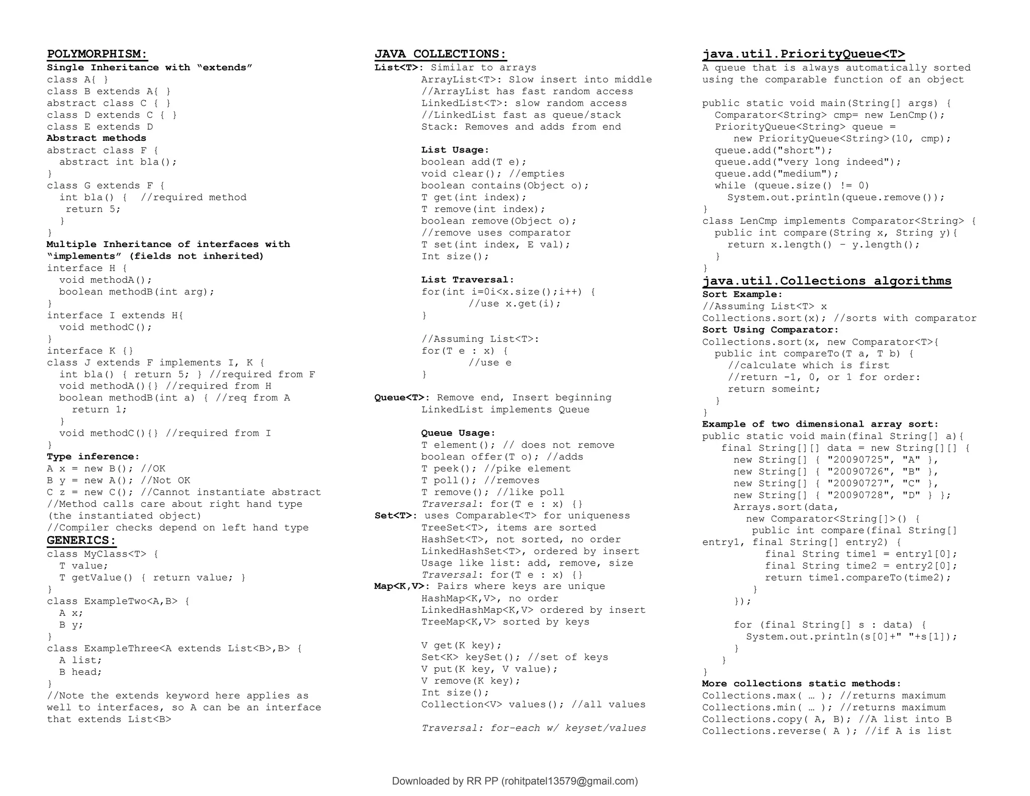 The java language cheat sheet | PPT