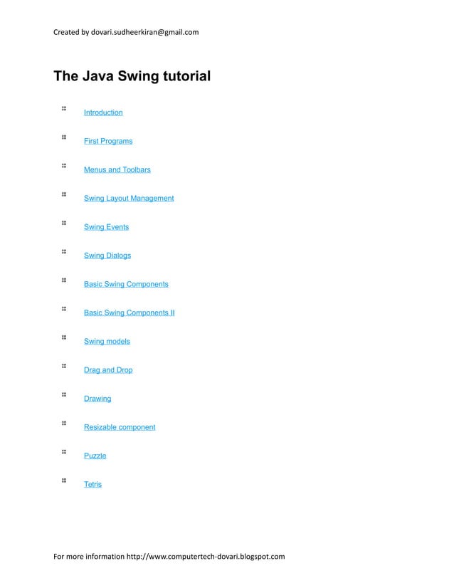 The java swing_tutorial | PDF