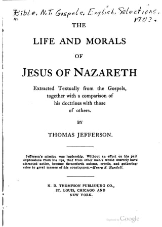 Jefferson Bible, Thomas Jefferson Ver. 2, Free eBook