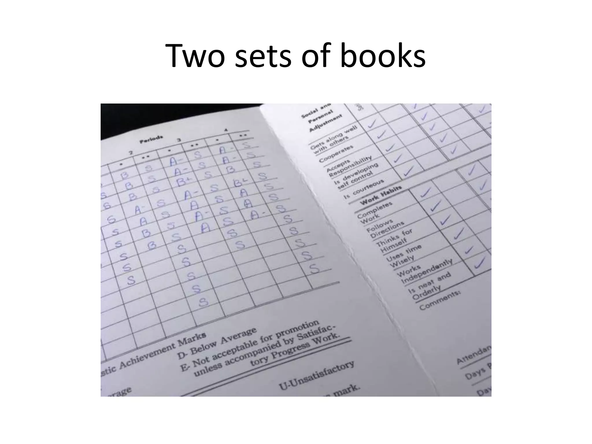 Two sets of books
 