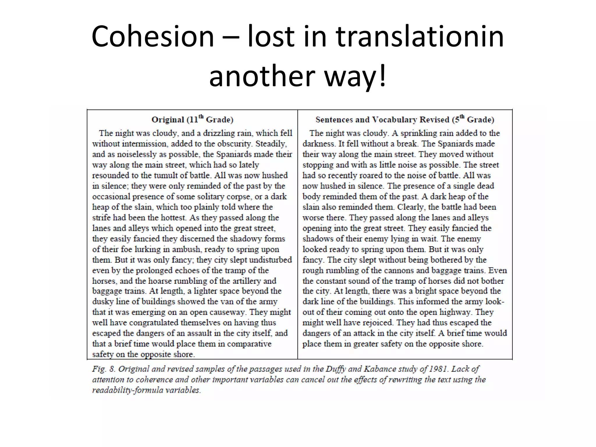 Cohesion – lost in translationin
another way!
 