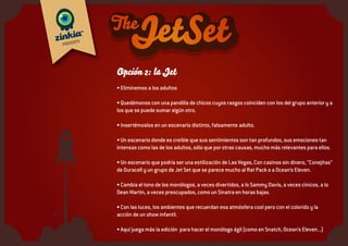 Ejemplo monólogo The Jet Set /2
Hay cosas que todo el mundo sabe. Por ejemplo, las hermanas no existen. Es decir, de vez en
cuando te tropiezas con ellas. Pero eso no es existir; eso es... casualidad. Las hermanas sólo
existen en Navidad y en las bodas familiares, cuando te ponen para la foto. Es la ley. Y todos
tan contentos. Pero de pronto, un día llega tu mejor amigo y te suelta. Eh, tío, tú crees que tu
hermana y yo...? ¿Qué pregunta es ésa? ¿Si mi hermana y túuuu... qué!!! Lo sabes, pero no
lo quieres creer. Esa cara... Esa cara rara, de vaca mirando al infinito. Y saltan las alarmas: ¡¡
Lo perdemos, lo perdemos!! Y empiezas a sudar frío. A tener pesadillas. Tu hermana y tu mejor
amigo ¿saliendo? ¿juntos? No , Tío, despierta! A lo mejor es que no te has dado cuenta de lo
que has dicho ¡Es mi her-ma-na! “¿Guay, no?”, te dice él, así lo tengo más fácil. Sí... guay. Te
acuerdas del día que se perdió en el bosque haciendo comiditas... Recuerdas el día que no te
chivaste de que llegó a las 2 de la mañana... Maldita sea, con poner sonrisita de bueno y ya la
habrían metido en un internado. Pero no, el destino es así de cruel. Tu colega se ha entregado
al enemigo. Y tú vas de rehén. A pasarle recados. A sonreírle para que le ponga buena cara. A
dejarle tu iPod... Notas calor, las manos frías, esto no va bien. Y entonces miras de nuevo al
atontado ese. Tu colega. Los reyes del mundo. Y recuerdas la ley... Las hermanas no existen,
y los novios de las hermanas... son unos pringaos. “Nada, tío, tu tranqui que yo te ayudo, para
qué están los amigos, por cierto ¿tienes ahí para una palmera de chocolate?” Ah, la vida puede
ser maravillosa.
 